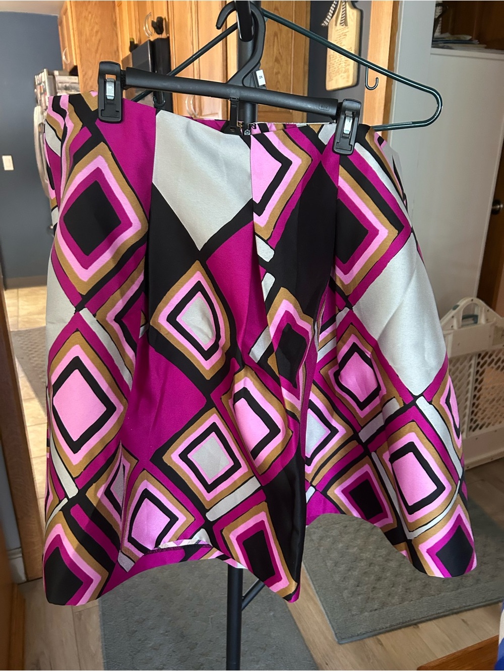 Lane Bryant Fuchsia, Pink & Black Geometric Circle Skirt